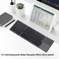 Keyboard Nirkabel Tri-Fold 64-Key Scissor Switch dengan Touchpad Ultra Tipis, Dapat Diisi Ulang via Type-C, Kompatibel dengan iPad/Tablet PC iPhone untuk Kantor