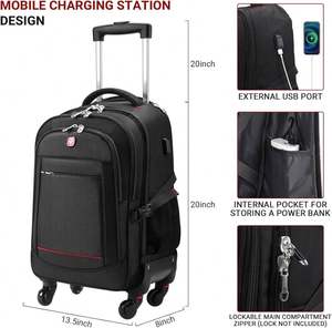 Free Sample Rolling Backpack Water Resistant Wheeled Laptop Backpack <b>Carry</b> <b>on</b> Luggage Business <b>Bag</b> - Product Image 5