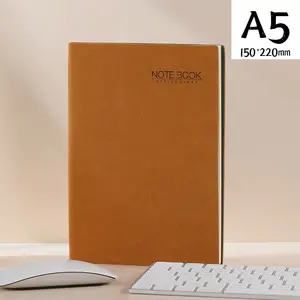 Notebook Softcover Logo kustom gaya sederhana grosir pabrik personalisasi A5 PU promosi kertas putih Buku Harian warna kustom