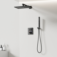 Ensemble de douche thermostatique intelligent en laiton massif de haute qualité, 3 fonctions, design unique, système de douche encastré avec poignée effet pluie
