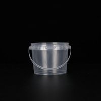 Seau en plastique PP transparent, seau rond avec couvercle pour thé au lait et jus de fruits
