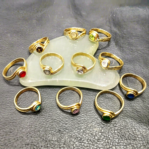 Bohemia Christian <b>Crystal</b> Wings Design Brass round stone Rings Gold Plated Women's Wedding Gift Jewelry - Product Image 1