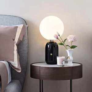Lámpara de Mesa con Pantalla de Cristal Globo, Lámpara de Escritorio de Metal para Proyectos Hoteleros y Lectura Junto a la Cama, Base de Aleación de Aluminio, Lámpara de Mesa Aballs - Product Image 4