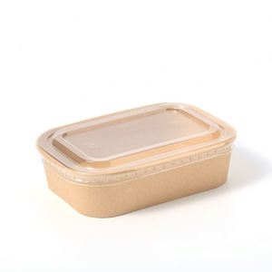 Boîte alimentaire en kraft écologique en gros pour usine avec couvercle en papier assorti, plusieurs tailles 500-1000 ml, conteneur à salade jetable - Product Image 1