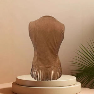 <span class=keywords><strong>Gilet</strong></span> Vintage con nappine e bottoni da <span class=keywords><strong>donna</strong></span> <span class=keywords><strong>marrone</strong></span> scamosciato Cowboy senza maniche - Product Image 2
