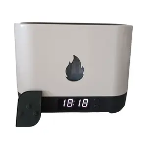 Humidificador de llama con Control remoto de ruido blanco, luz de noche para bebé, altavoz Bluetooth con alarma de reloj y humidificador