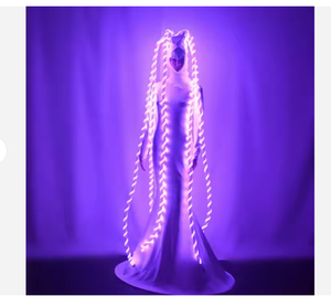 Abito <span class=keywords><strong>da</strong></span> <span class=keywords><strong>Sirena</strong></span> con Trecce Lunghe Luminose a LED in Spandex/Cotone, Costume Unisex per Adulti per Spettacoli, Discoteche e Halloween - Product Image 4