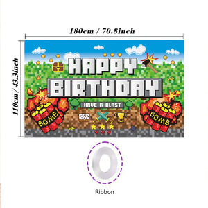 Fondo Decorativo Rectangular con Diseño de Minecraft SD808, Pancarta Decorativa de <span class=keywords><strong>Pixel</strong></span> Wars para Fiesta de Cumpleaños - Product Image 5