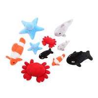 Peluche interactive pour chat, jouet à mâcher en peluche pour chats d'intérieur et chatons, avec crabe, requin baleine, poisson-clown, étoile de mer et herbe à chat