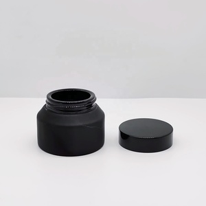 Emballage de pot de crème cosmétique de haute qualité pot de crème en verre à épaule oblique noire givrée de 50g avec série de couvercle <span class=keywords><strong>noir</strong></span>/<span class=keywords><strong>bambou</strong></span>/bois - Product Image 4