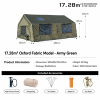 17.28 ㎡   Tente de camping gonflable automatique avec auvent pour 6 à 8 personnes, imperméable, luxe, familiale, pour pique-nique en plein air, glamping