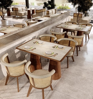 Ensemble table et chaises de restaurant style rétro, chaises en bois massif pour café, mobilier de restaurant de luxe, personnalisation possible