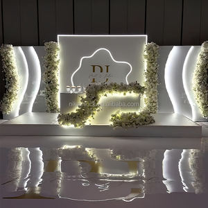 NIKAウェディングステージ背景セット水パーティーデコレーションLEDアクリル波背景パネル - Product Image 2