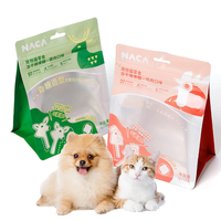 Pochette personnalisée à fond plat avec soufflet, résistante à l'humidité, en feuille d'aluminium Mylar, avec fermeture éclair, impression hélio, pour chiens et chats, avec fenêtre transparente