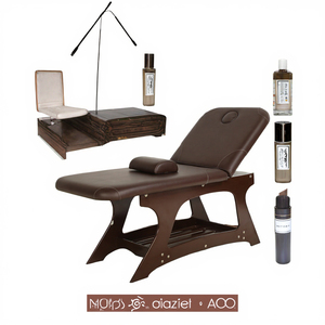 Lit de spa en bois courbé de luxe avec dossier réglable, table de massage pour salon de beauté - Product Image 2