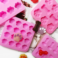 Moule à gâteau en silicone jetable écologique pour pudding et gelée, avec motifs de patte de chien et de patte de chat, pour mousse et chocolat