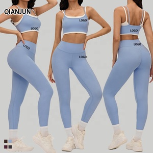 Conjunto Deportivo Transpirable para Mujer, Diseño de Contraste de Color, Ajustado, Sensación de Segunda Piel, <span class=keywords><strong>Ropa</strong></span> de Yoga, para Correr al Aire Libre, <span class=keywords><strong>Pilates</strong></span>, 2 Piezas - Product Image 1