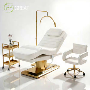 Table de massage électrique moderne à 3 moteurs rotatifs en acier inoxydable, lit de spa pour salon de beauté et extensions de cils, pliable avec commande au pied pour usage haut de gamme - Product Image 1