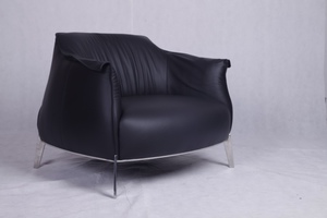 Modernos muebles de diseño Poltrona Frau Archibald Silla de salón gran confort de reproducción en la parte superior de la anilina de cuero negro - Product Image 2