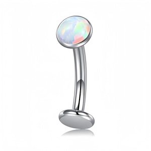 Anneau de nombril en acier inoxydable avec boule en zircon sertie de griffes pour bijoux de piercing corporel, cadeau unisexe - Product Image 3