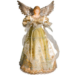 Conjunto de Presente de Ornamento de Árvore de Natal com Luz de Candeia de Anjo Pintado à Mão em LED Dourado de 30 cm com Tecido Plush e Materiais Plásticos - Product Image 1