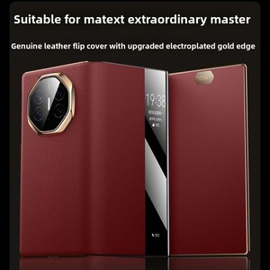 Étui de téléphone pliable à trois volets pour Huawei, avec fermeture magnétique, protection à double charnière, ultra-fin, en cuir. - Product Image 3