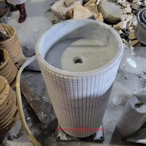 Lavabo Ovalado de Mármol Irregular Moderno con Desagüe Fácil de Limpiar para Baño - Product Image 4