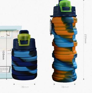 Custom Logo Eco Friendly Bottle <b>Water</b> Collapsible Cute Recyclable Colored <b>Bulk</b> Gym Silicone <b>Water</b> Bottles - Product Image 1