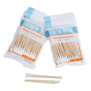 Hisopos de algodón estériles médicos con palo de bambú, 50 paquetes desechables para desinfección de heridas, limpieza del hogar y del bebé - Product Image 3