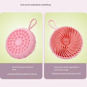 แปรงแชมพูซิลิโคน 2 in 1 รูปทรงดอกบัว แปรงสระผมแบบพกพา หวีสระผมแบบมือถือ แปรงนวดหนังศีรษะสองด้าน สำหรับดูแลเส้นผม - Product Image 5