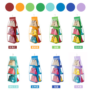 Transparent Thickened Non Woven Fabric Hanging Storage Bag Wardrobe Organizer Rectangle <b>Hook</b> Type Multi Layer Closets - Product Image 4