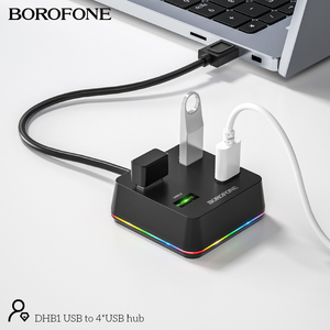 Hub USB 3.0 Borofone OEM DHB1 0.3M con 4 Porte USB, Adattatore USB Colorato Lampeggiante - Product Image 5