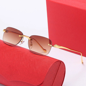Gafas de Sol de Lujo con Marco Ovalado Dorado y Diseño de Cabeza de Leopardo, Venta al por Mayor de Fábrica, Elegantes, Modernas y Cómodas para Hombres y Mujeres, Marca de Lujo, <span class=keywords><strong>Lentes</strong></span> de Sol, Lunettes de Soleil de Marque - Product Image 2