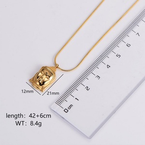 Collier pendentif en or inaltérable avec chaîne, en acier inoxydable fin plaqué or 18 carats, pendentif balle tendance pour homme - Product Image 1