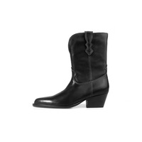 Cheville et chausson Vintage Western Cowboy bottes femmes talon épais moyen mi-mollet bottes