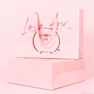 Sac de shopping en papier d'art imprimé couleur Pantone rose bébé, écologique, personnalisé en usine, avec poignée en ruban et laminage, pour utilisation en supermarché - Product Image 2