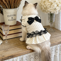 Robe en dentelle à pois style princesse pour petits chiens, vêtements d'été fins et respirants pour chiens Teddy