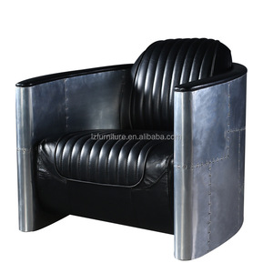 Sillón de Aviador de Cuero Genuino Vintage a Precio de Fábrica al por Mayor, Inspirado en la Aviación, para Vestíbulo de Hotel, Hecho de Madera y Metal - Product Image 1
