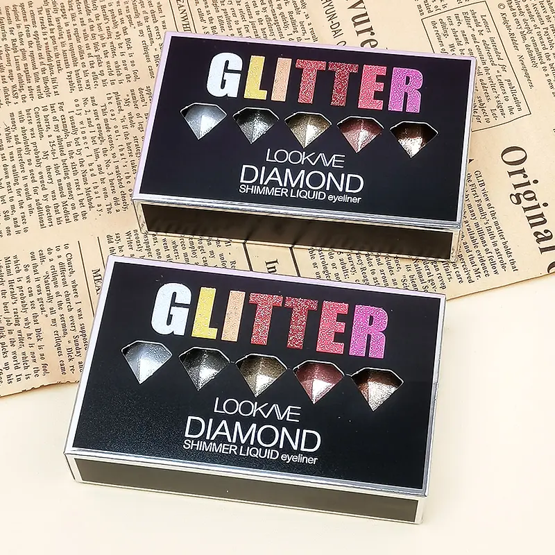 SHICELLE Metallic Silver Gold Diamond Glitter Eyeliner Liquid Set Long Lasting Glow Eyeliner Eye Shadow Shimmer Liquid Eyeliner