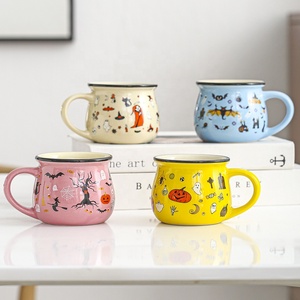 Écologique Créatif Imprimé Halloween Tasse En Céramique Fantôme Festival Cadeau Porcelaine Tasse À Café Citrouille Smiley Visage Tasse Wattle Mug - Product Image 2