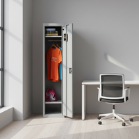 Casier de rangement pliable et durable en métal gris moderne à porte simple pour cartable d'écolier
