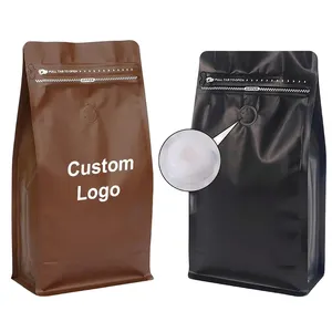 Custom Aluminum Foil Food Zip Lock Flat Bottom Pouch Stand Up Pouches Plastic Coffee Packaging Bags With Valve And Zipper