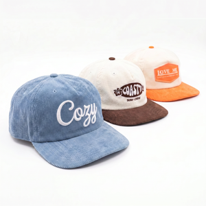 Casquette Snapback en Corduroy Personnalisée OEM, Non Structurée, 5 Panneaux, Logo Brodé 3D - Product Image 1
