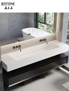 Stile moderno di alta qualità personalizzato prezzo ragionevole design moderno Corians un pezzo lavabo e bancone del <span class=keywords><strong>bagno</strong></span> - Product Image 5