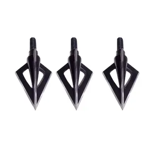 ขายส่งล่าสัตว์ยิงธนู Arrowheads เหล็กคาร์บอน3ใบมีดสีดำหัวลูกศร Broadheads 100เม็ด