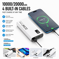 Power Bank Ultra Tipis Portabel 66W PD Pengisian Cepat Kapasitas Tinggi Kabel Terintegrasi Dapat Dilepas Logo OEM/ODM Kustom Hadiah Bisnis