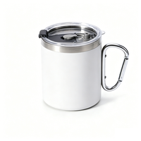 Mug de camping isotherme 500 ml en acier inoxydable 304 à double paroi avec poignée mousqueton, tasse de bureau pour la randonnée et les voyages