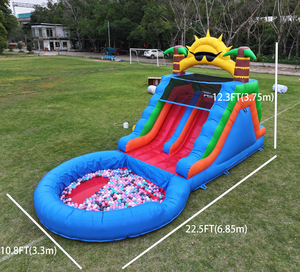 상업용 PVC 이중 레인 풍선 워터 슬라이드 성인 어린이 야외 게임 대형 스플래시 풀과 등반 풍선 슬라이드 - Product Image 2