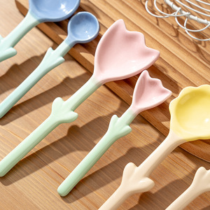 Cuchara <span class=keywords><strong>de</strong></span> Cerámica con Forma <span class=keywords><strong>de</strong></span> Tulipán, Diseño Bonito, Cuchara <span class=keywords><strong>de</strong></span> Cerámica para Café, Desayuno, Postre, Helado, Arroz, para Fiestas y Eventos - Product Image 5