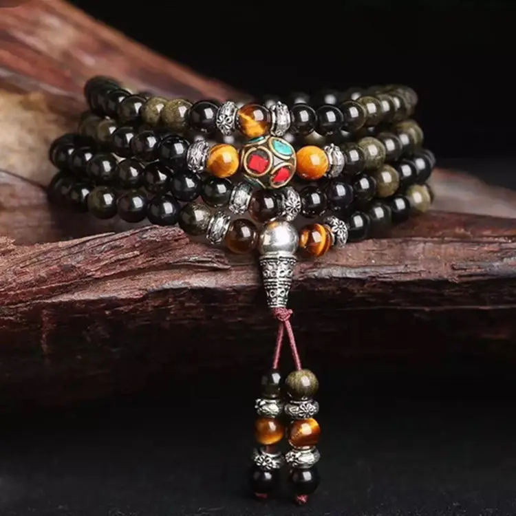 Natural gold obsidian bracelet multi - ring beads hand bracelet for men and women ornaments